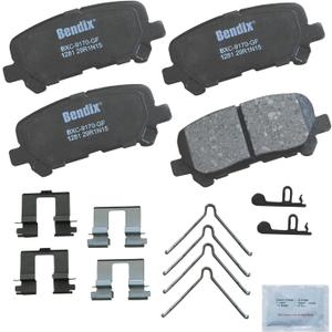 Bendix Priority1 CFC1281 Ceramic Rear Brake Pads for Acura MDX 2013-2007, ZDX 2013-2010, Honda Odyssey 2017-2011, Pilot 2015-2009