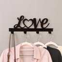 Wall Mounted Metal Towel Rack with 6 Hooks Black Metal Towel Holder for Bathroom Space Saving, Waterproof Rustproof Easy Install Bathroom Decor Hanger Organizer