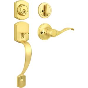 Probrico Exterior Door Lock Set Gold Front Door Lock Set, Entry Door Locksets with Deadbolt Single Cylinder Front Door Handle and Deadbolt Set, 1 Set