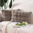 MADIZZ Pack of 2 Thick Plush Faux Wool Throw Pillow Covers Soft Boho Throw Pillows Luxurious Cushion Covers for Couch Sofa Bedroom Living Room Home Decor 12x20 Inch Taupe
