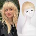 HAIRCUBE Bangs Hair Clip in Bangs 100% Real Human Hair Bangs Clip in Hair Extensions Fake Bangs 360 Clip on Bangs Air Bangs Hairpieces for woman with Temples 3 Secure Clips in Full Fringe M18/613#