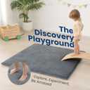 Huloo Sleep Baby Play Mat for Floor,1.3" Thick Elasti-Foam 50"×50" Playpen Mat for Tummy Time,Non-Toxic Certified Water Repellent Soft Coral Velvet for Toddler,Infant,Kids,Non-Slip Backing Safe for Crawling(Dark Grey)