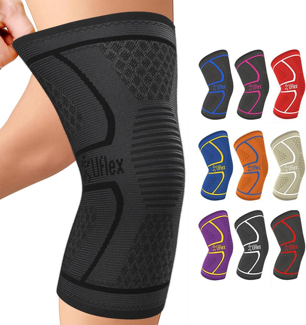 UFlex Athletics Knee Brace for Men and Women Knee Compression Sleeve Support for Arthritis Joint Pain Relief, Workout, Swelling, Sports, Circulation, Running, Recovery Support for ACL & Meniscus Tear