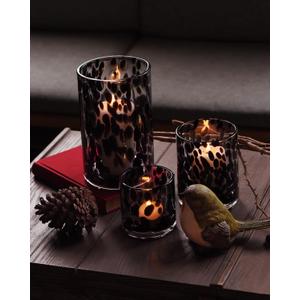 ARIAMOTION Glass Hurricane Candle Holder Set,Table Decoration Centerpieces for Pillar Votive Tealights Clear Cylinder Vase with Black Tortoise Pattern, 8 Inch 5 Inch 3.5 Inch Height, 3 Piece