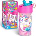 17oz Unicorn Kids Water Bottle, Total My Style Toddler Spout Cover and Carry Handle Design Lid Leak Proof BPA free Cup for Girls Ages 3+ Dishwasher Safe for Sports School Travel with Silicon Straw