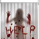 Halloween Shower Curtain, Bloody Horror Bath Curtains 72x72 in Waterproof Fabric with 12 Hooks for Home Bathroom,Halloween cry for Help Shower Curtains (Red)