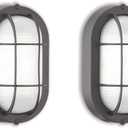 WISBEAM 2 Pack LED Bulkhead Light, Outdoor Bulkhead LED Wall Light, Dimmable, 6W Replace 60W, 450 Lumen 3000K Daylight White 80CRI, Water-Proof, ETL Rated (Black)