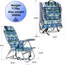 Backpack Beach Camping Chairs with 8 Positions Lay Flat, 2 Pack Folding Beach Chair with Adjustable Headrest, Pouch, Cup Holder for Outdoor Lawn Picnic, Support 300LBS(Coconut Tree Blue & Cyan)