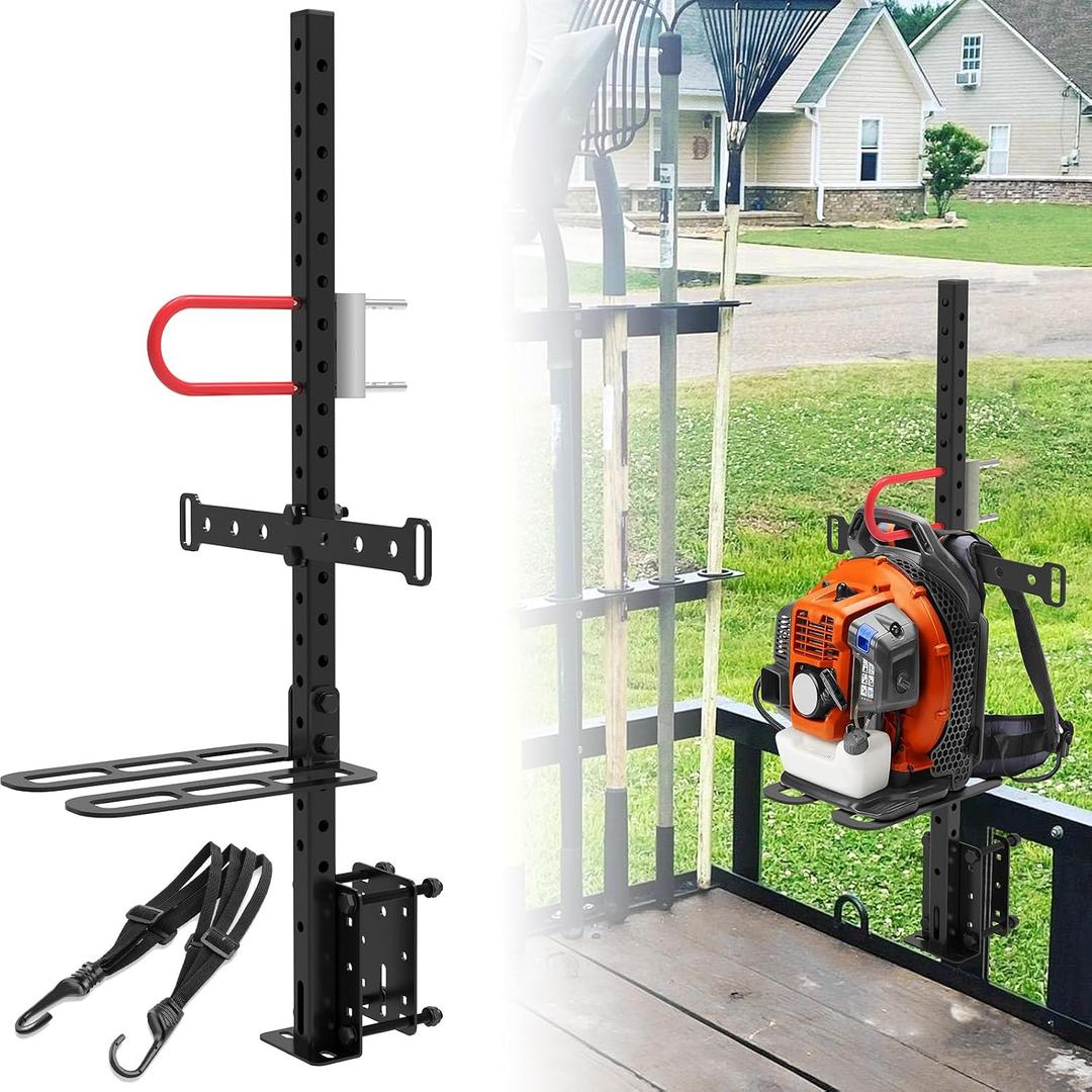 Backpack Blower Rack For Trailer, Upgrade version Anti Theft Tool Storage Rack For Landscape Trailer，Open Trailers accessories,Heavy-Duty & Multi-Mount Storage System