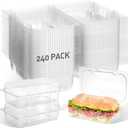 240 Pack Clear Hinged Food Containers 7.2 4.9 2.6 Inch Plastic Cookie Containers Hinged Clamshell Takeout Boxes Disposable Loaf Cake Boxes for Salads Hamburger Fruit Dessert Sandwiches