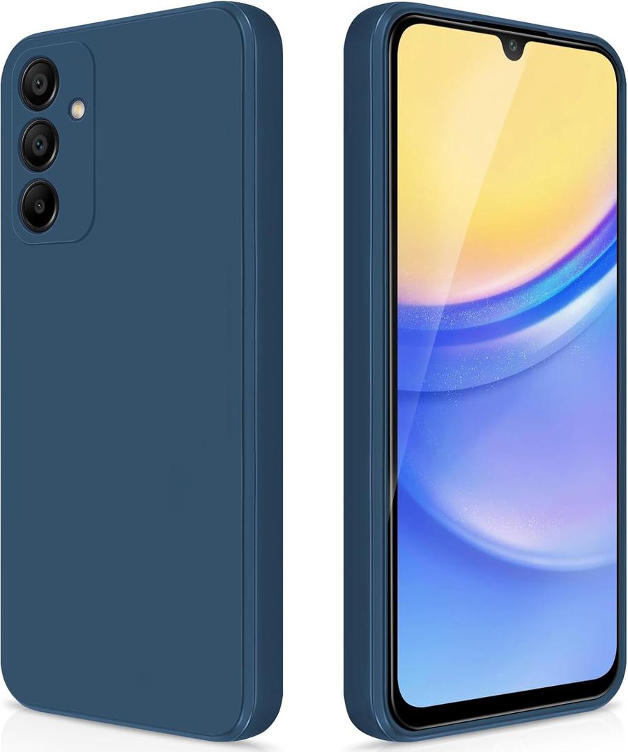 GiiYoon Silicone Case Compatible with Samsung Galaxy A15, Full Body Silky Soft Touch Phone Case with Camera Protection, Shockproof Cover with Microfiber Lining, Blue