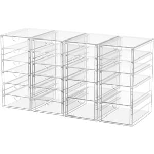 caktraie Desk Organizers And Accessories With 22 Drawers, 4 Pack Office Desktop Drawers, Plastic Makeup Organizer Containers Bins With Drawers Desk Organization, Bathroom Organizers Storage Case Box