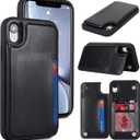 iCoverCase Compatible with iPhone XR Case with Card Holder, Wallet Phone Case for Women Men RFID Blocking PU Leather Protective Case 6.1 Inch (Black)