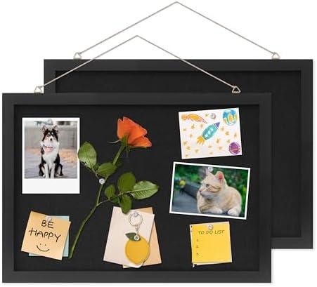 DAHAPYBOO Cork Board with Linen Black 2Pack,Bulletin Board 15"x11", Corkboards for Office Home School Message Board or Vision Board Decoration.