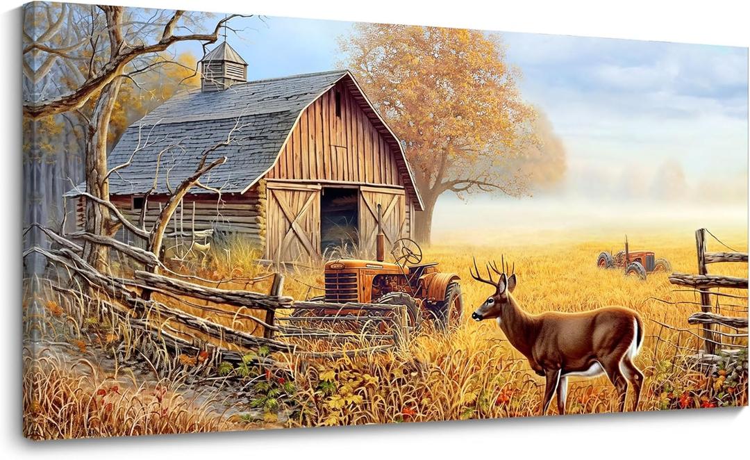JEAWA Animal Canvas Wall Art Decor - Deer Canvas for Wall Decor, Farm Artwork Decor, Large Wall Art for Living Room Bedroom Bathroom, 24x48 IN (48L" x 24W")