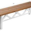 Wnutrees 54" Farmhouse Wood Bench, Rustic Solid Wood Entryway Bench Seat with Double X-Structure for Dining Room, Living Room, Hallway, Structural Stability, White