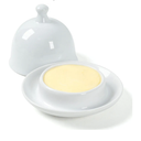 Ceramic Small Butter Dish with Lid, 17 OZ Mini Butter Container, 2-Way Freshness, Pure White