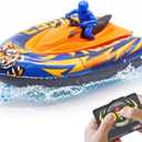 Remote Control Boat for Kids with Inflatable Bumper Rechargeable Battery USB Charge rc Boat for Pool Kids 8-12 Years Birthday Gift Summer Water Toy Blue