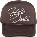 Funky Junque Premium Mesh Snapback Trucker Hat - Stylish Comfort for All - Patriotic, Humor & More (One Size, Hello Darlin' - Brown)