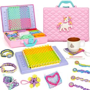 Friendship Bracelet Making Kit for Girls,Quick Maker DIY Arts and Crafts Toys, Best Christmas & Birthday Gifts for 6-12 Year Old Girls (Pink)