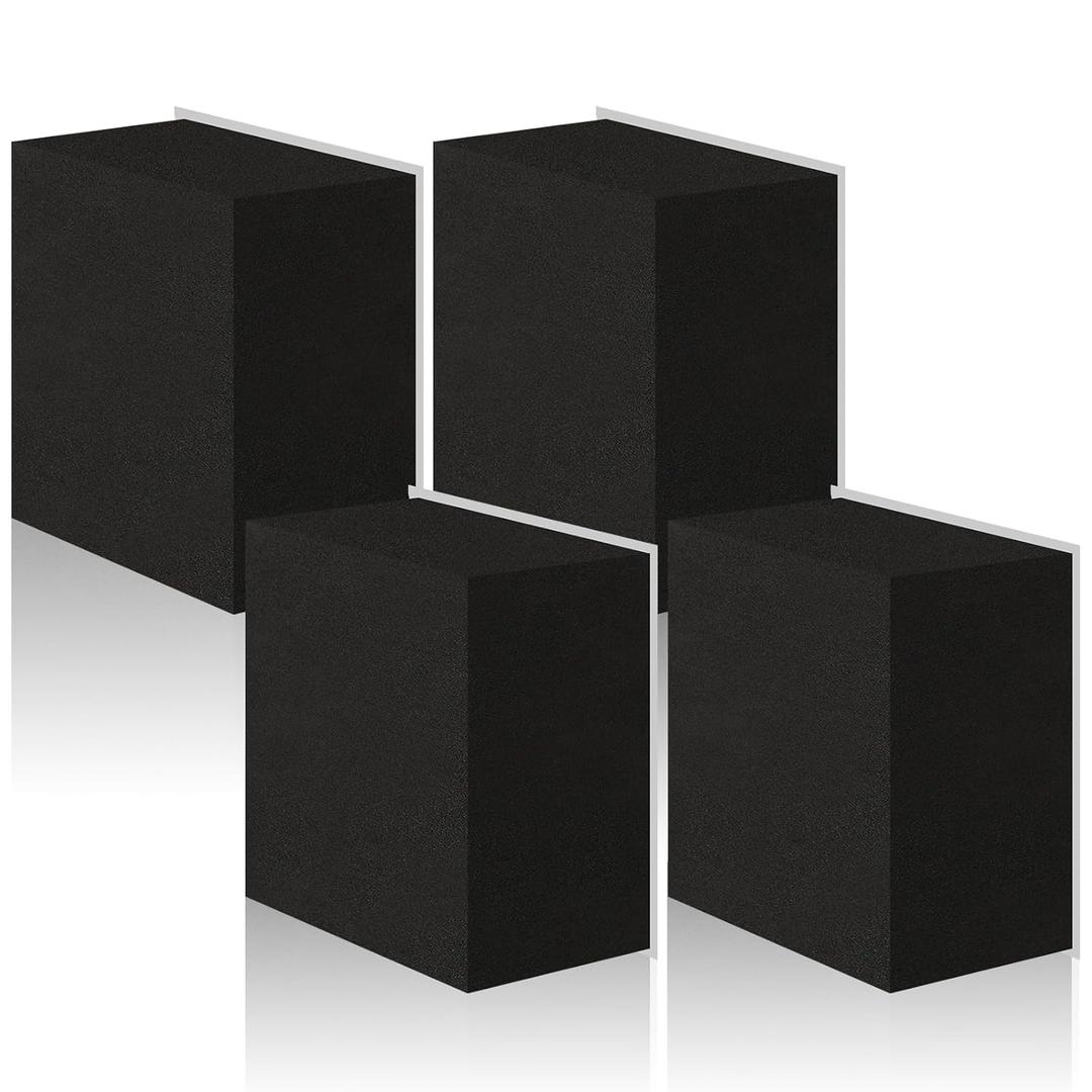 4 Pcs 2" Thick Foam Padding Sheet with Adhesive Backing Closed Cell 4 Inch x 4 Inch Self Stick Neoprene Insulation Foam Sheet Black for Furniture Cars Speakers