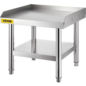 VEVOR Stainless Steel Equipment Grill Stand, 24 x 24 x 26 Inches Stainless Table, Grill Stand Table with Adjustable Storage Undershelf, Equipment Stand Grill Table for Hotel, Home, Restaurant Kitchen (24*24*24 Inch)