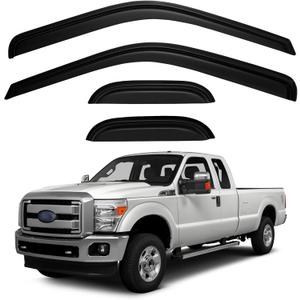 Window Rain Guards Visors for 1999-2016 Ford F250 F350 F450 Super Duty Extended Cab, Window Vent Wind Shades Deflectors for 99-16 F-250 F-350 F-450 SuperCab