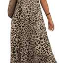 SweatyRocks Women's Leopard Print Ruffle Sleeveless Halter Maxi Dress Vacation Dresses (Multicolor)