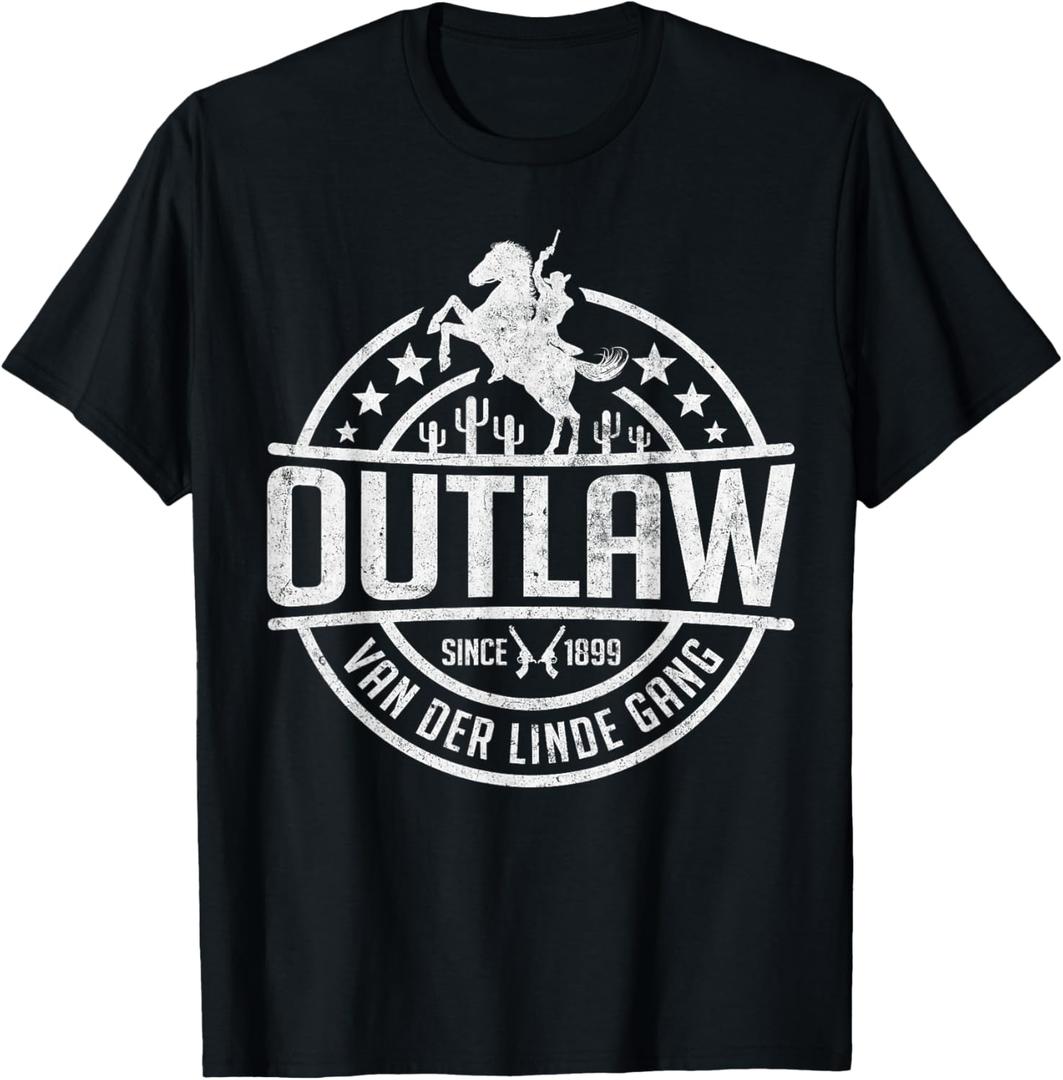 Outlaw Dutch's Gang Red Horse & Cowboy Adventure T-Shirt, Size L