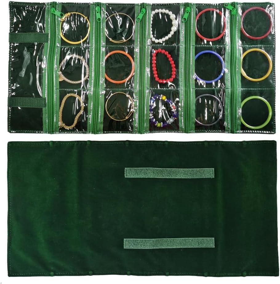 Travel Jewelry Roll Bag Portable Organizer Pouch With Grids&PVC Cover Storage Bags for Necklace, Bracelet, Bracelet, Ring, Badge, Pendant