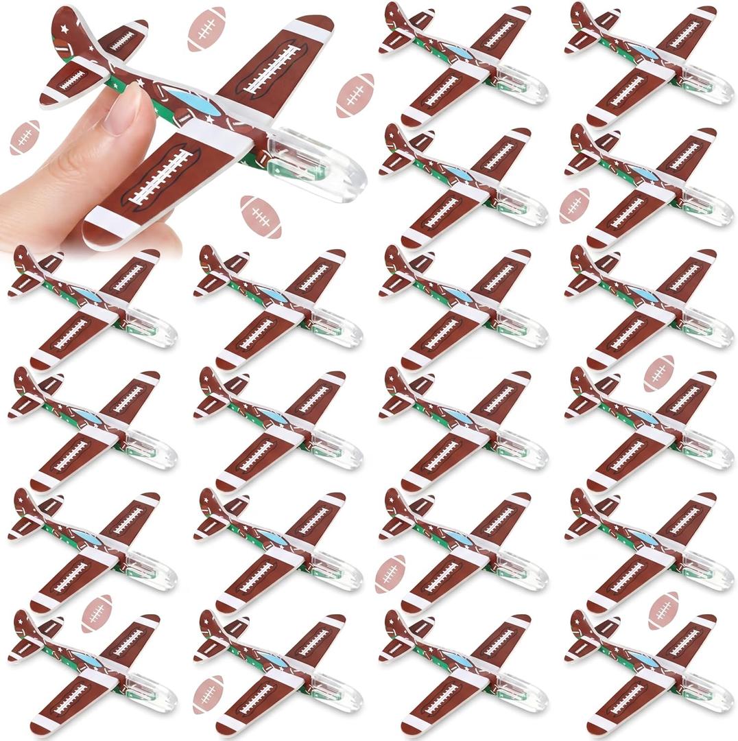 Skylety 50 Pcs Football Foam Gliders Airplane Toys for Kids, Foam Paper Airplane, Football Birthday Party Favors Goodie Bag Stuffers Outdoor Flying Toys Bulk Prizes for Kids Classroom