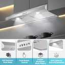 SNDOAS Under Cabinet Range Hood,30 inch Ductless Range Hood Alterable to Ducted,Stainless Steel Kitchen Exhaust Hood with 700CFM, 3-Speed Fan,Stove Vent and Oven Hood with Button Control