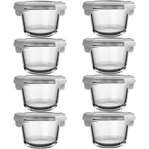 H.JSS WDJS2Cup Glass Soup Container with Airtight lids, 16oz Round Glass Food Storage Container, Round Food Bowls BPA free, Leakproof Soup Container, Dishwasher Microwave & Freezer Safe (8 Pack), Small