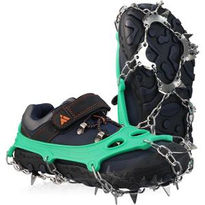Ice Cleats for Kids, Kids Crampons for Hiking Boots & Shoes, Stainless Steel Anti-Slip Kids Snow Cleats, Ice Snow Grips for Toddlers, Kids and Youth Fishing, Walking, Hiking & Climbing (XS(Toddler-1 Little Kid))