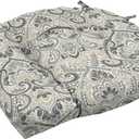 Arden Indoor/Outdoor Rocking Chair Or Wicker Chair Cushion, 20 x 18, Water Repellent, Rain Proof, Fade Resistant Cushion for Rocking Or Rounded Back Chair Neutral Aurora Damask