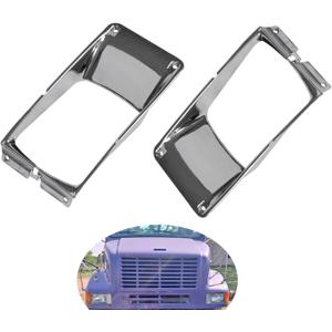 2Pcs Headlight Bezel Chrome Kit Fits for International 9400 8200 8300 4900 4700 from 1987 to 2003 Replaces 1661763C1
