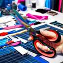 Scissors All Purpose, 9.5 Inch Premium Stainless Steel Scissors Heavy Duty Titanium Coating Sewing Fabric Scissor Cutting Fabric Leather, Hand Cutting Tools for Office, Home, School, Sewing and Crafts (Yellow)