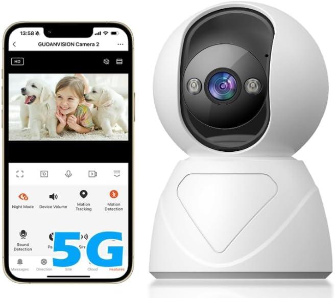 Indoor Pan/Tilt Security Camera, 5G WiFi Home Cameras for Baby Monitor/Pet Camera, Auto-Focus and Zoom, Motion Detection, 2-Way Audio, Siren, Color Night Vision, Cloud & SD Card Storage (S800-1Pack)
