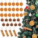 32pcs Natural Christmas Tree Ornaments Set, Rustic Christmas Ornaments Bulk with Dried Orange Slices, Cinnamon Sticks and Pine Cones with Rope,Hanging Yule Decor for Xmas Tree, DIY Crafts Decorations