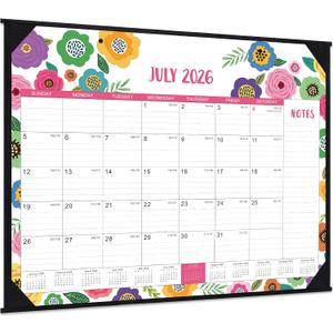 2026-2027 Desk Calendar - Large Desk Calendar 2026-2027, Jul 2026 - Dec 2027, 22" x 17", 18 Month Large Calendar 26-27 with Corner Protectors, To-Do List & Notes, Desk/Wall Calendar for Organizing - Colorful Floral