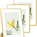 Metal Picture Frame, Aluminum Photo Frames, 5x7 with Mat or 8 x 10 Without Mat, for Table Top Display and Wall Mounting, Wall Hook Hanging Hardware Included - (Gold, 3 Pack)