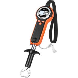 Fuzion Fish Scale, Professional Fishing Scale - 110lb Capacity, Waterproof, Night Light, Memory & Tape Measure | Portable Fish Weigh Kit w/Lip Gripper, Batteries & Pouch