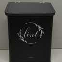 PERFNIQUE Magnetic Lint Bin for Laundry Room with Lint Brush, Wall Mounted Lint Holder Trash can with lid for Dryer, Modern Farmhouse Rustic Metal Laundry Room Storage Organization and Decor(Black)