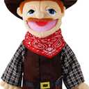 Role Play Hand Puppets Hand Plush Chef Doctor Fireman Pirate Detective Athlete Nurse Worker Hand Puppet Toys Puppets for Kids Storytelling Imaginative Pretend Play Teaching Preschool(Cowboy)