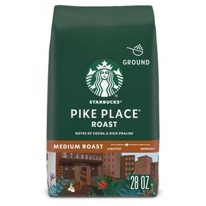 Starbucks Ground Coffee, Medium Roast Hot or Iced Coffee, Pike Place Roast, 28 oz (EXP 11/24/26)