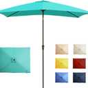 6.5x10FT Rectangular Patio Umbrella with Push Button Tilt & Crank Lift for Garden,UV Protection Outdoor Umbrella for Deck,Pool and Yard,Turquoise
