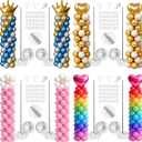 Balloon Column Stand Kit Sets of 2, 80 Inch Adjustable Balloon Stand Balloons Tower Pillar with Reusable Metal Telescopic Structure for Wedding, Birthday, Baby Shower, Graduation Party Decoration
