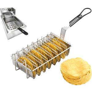 Commercial Taco Fryer Basket, Deep Fryer Taco Holder Basket V-Shaped Taco Shell Mold Taco Shell Fryer for Burritos and Tortillas (8 Shells)