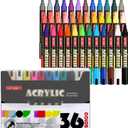 SFAIH Halloween Acrylic Creative Markers - 36 Colors 3mm Replaceable Nibs, Ultra-High Coverage, Large Ink Capacity, Drawing Markers for Pumpkin Painting, Graffiti Wood Fabric Rock Glass DIY Crafts