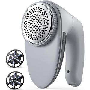 Bymore Fabric Shaver, Lint Shaver, Lint Remover Defuzzer Sweater Shaver for Clothes and Furniture(6-Leaf Blades,65mm Mesh,2 Blades Extra) (5.7*3.34*5.31inches, Gray)